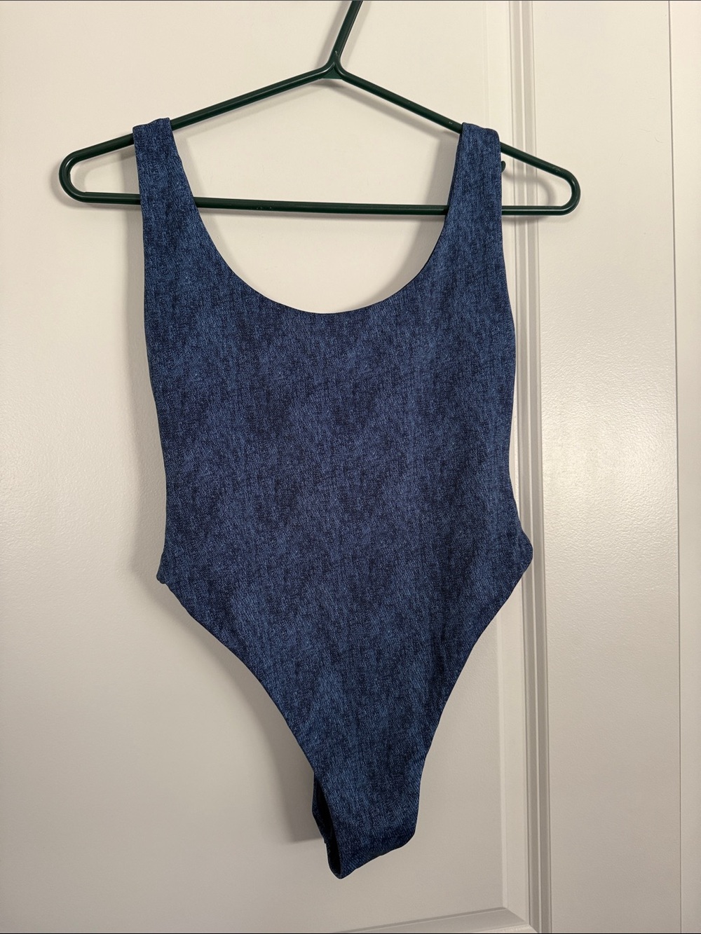 WeWoreWhat Navy Blue jeans effect one piece swimsuit